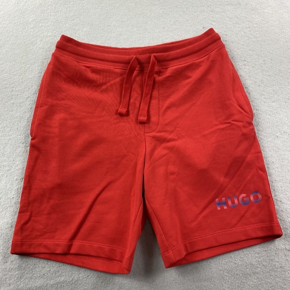 Hugo Boss Shorts Mens Small Red Sweatshorts Elastic Waist Drawstring Logo - Picture 1 of 11
